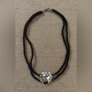 LEE SANDS Lion Head Necklace 16"  Inlay Mother of Pearl